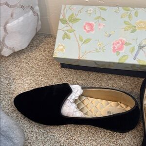 Birdies Black Velvet Slip-Ons
